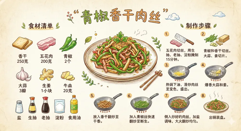 青椒香干肉丝